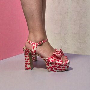 Lulu's Red Kiss Platform Heels